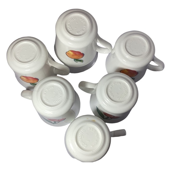 Vintage Corelle By Corning Mug Fruit Basket Apple And Cherries Six Mugs Cups - Picture 3 of 6